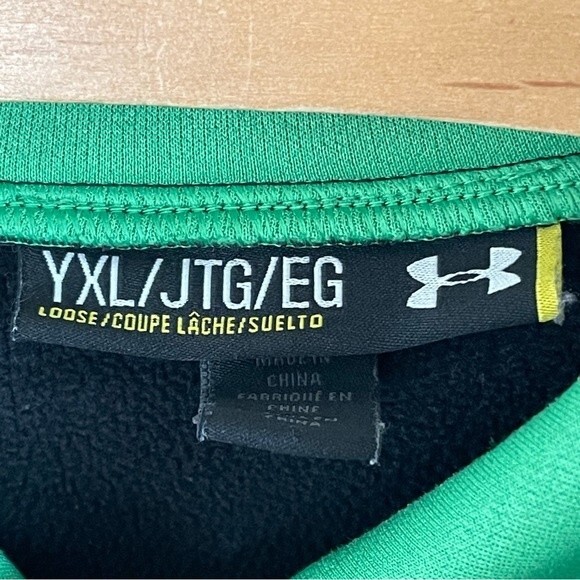 Under Armour Youth Kids Hoodie Pullover Sweater XL Black Green - EUC - Picture 5 of 5
